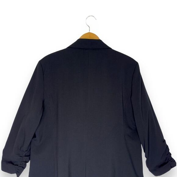 MICHAEL Michael Kors Women's Ruched Sleeve One Button Blazer 16 Black Plus Size - Picture 5 of 10
